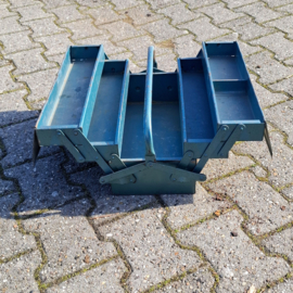 Vintage Industriële Gereeedschapskist Groen / Blauw