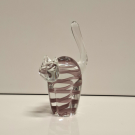 Beeldje van een Poes - Glas - Paars / Bruin