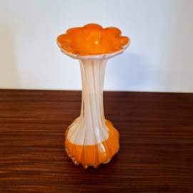 Vaasje van Glas - Oranje / Wit