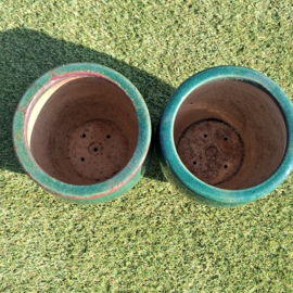 Donkergroene Bloempotten  2 stuks - Buitenpot -  Aardewerk