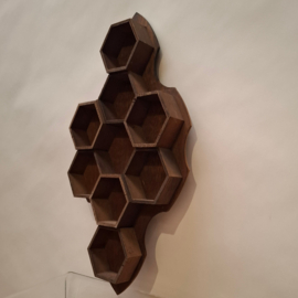 Vintage Hexagon Letterbak / Honingraat - Vakjes - Muurdecoratie