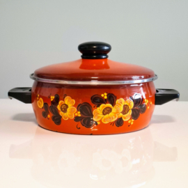 Vintage Grote Emaille Pan met Deksel Ø 26 cm