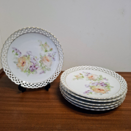6 Gebaksbordjes Bloemen Ø 17,5 cm