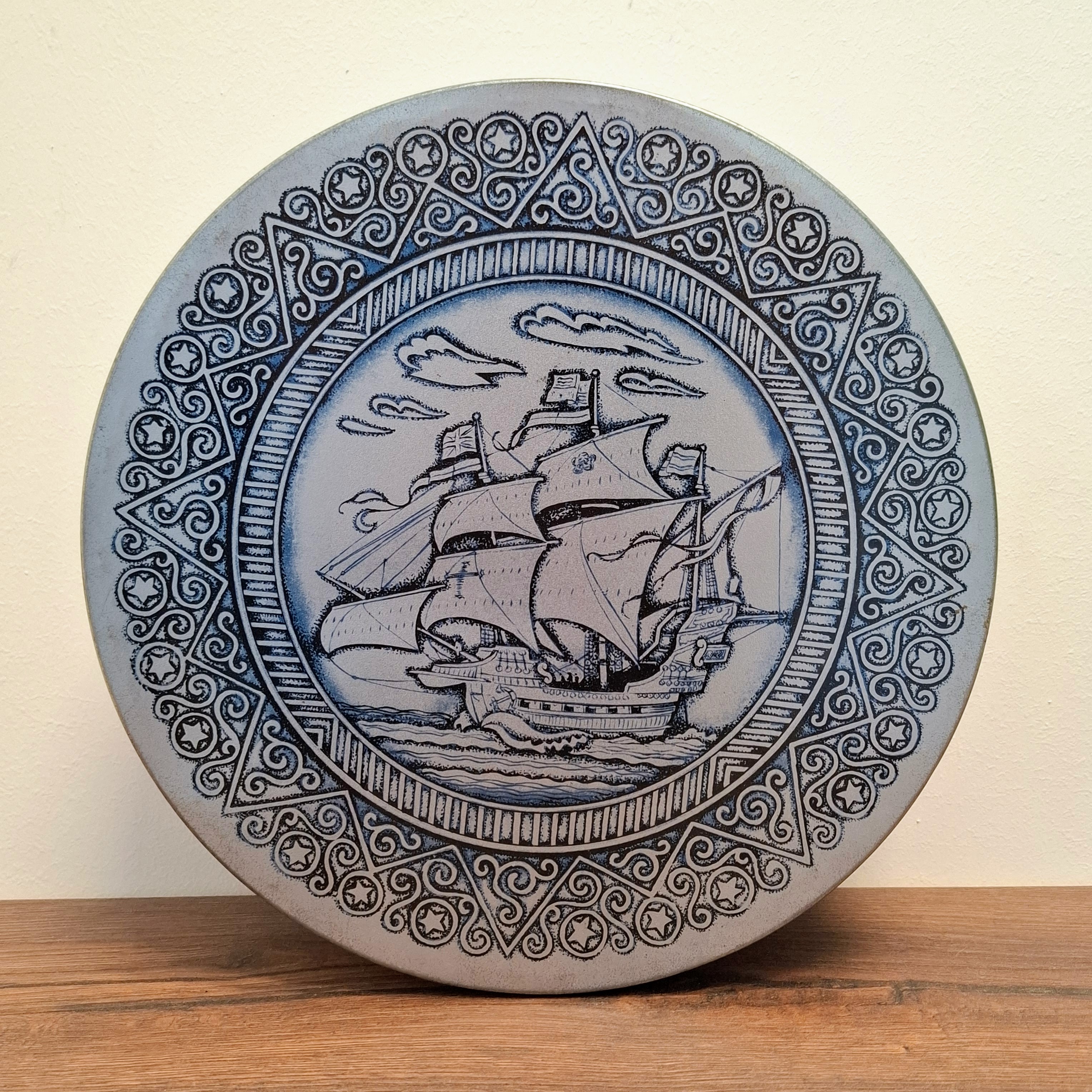 Grote Koektrommel - Blik - Zeilschip