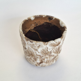 Bloempot  - Wit / Bruin / Beige - Ø 14 x H 12 cm