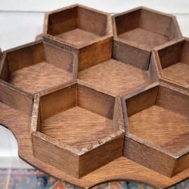 Vintage Hexagon Letterbak / Honingraat - Vakjes - Muurdecoratie