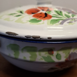 Vintage Emaille Dekschaaltje -  Lucky Elephant