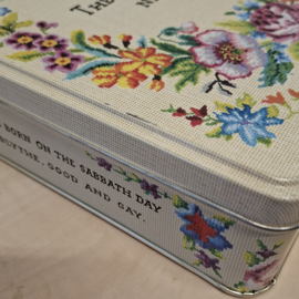 Koektrommel / Blik -  Tekst & Bloemen