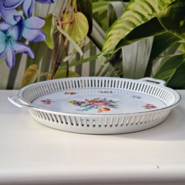 Vintage Serveerschaal of Fruitmand van Porselein