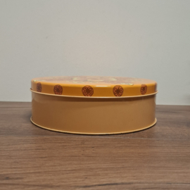 Koektrommel / Blik -  Oranje met Bloemen