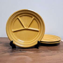 Vintage Fondueborden 3 stuks - Okergeel