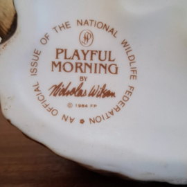 Moederlynx met welp - Playful Morning - Nicholas Wilson - Beeldje