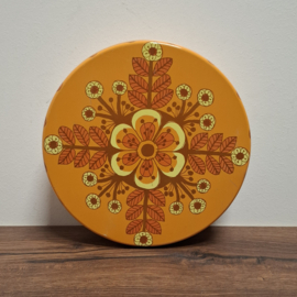 Koektrommel / Blik -  Oranje met Bloemen