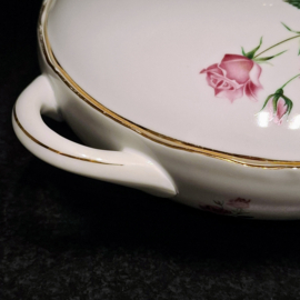 Vintage Dekschaal met Bloemen – Rozen - Bohemia Porselein Tsjecho-Slowakije