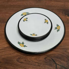 Vintage Gebakstel - Taart - Bord met 4 kleine bordjes