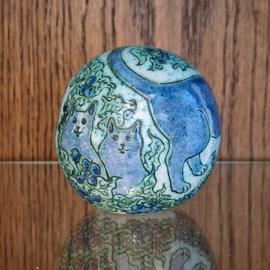 Keramische Bol - Keramiek / Poes / Kat - Tuinbol - Kunst / Decoratie