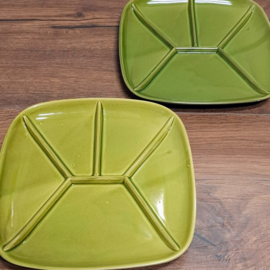 Vintage Fondueborden 2 stuks - Groen
