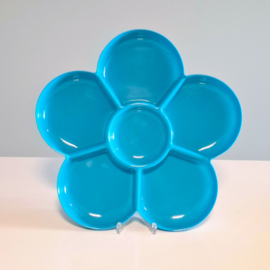 Retro Kunststof Bloem Serveerschaal Blauw – Ø 34 cm