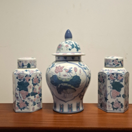 Set met 1 Bloempot  – 2x Dekselpot – 1 Grote Dekselpot