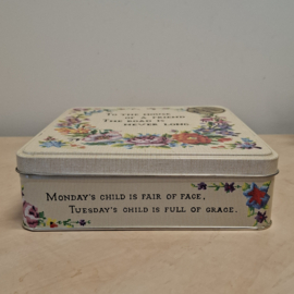 Koektrommel / Blik -  Tekst & Bloemen