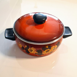 Vintage Grote Emaille Pan met Deksel  Ø 26 cm
