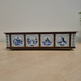 Koektrommel / Blik -  Houtmotief en Hollandse Plaatjes