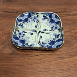 Delfts Blauw Schaaltje met 4 vakken - Zilpla W.B. - Hors-d'oeuvre