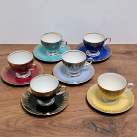 Vintage Kop en Schotels 6 stuks - J.G. van der Mark & Zonen