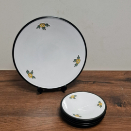 Vintage Gebakset - Taart - Bord met 4 kleine bordjes