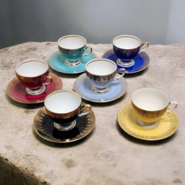 Vintage Kop en Schotels 6 stuks - J.G. van der Mark & Zonen