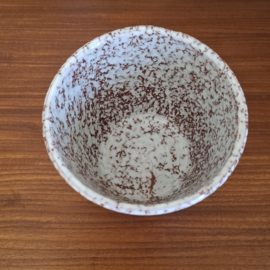 Bloempot Wit/Bruin - Ø 13 x H 10,5 cm