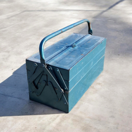 Vintage Industriële Gereeedschapskist Groen / Blauw