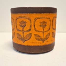 Retro Bloempot - Bruin / Oranje