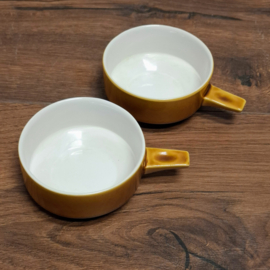 Vintage Soepkom Okergeel  2 stuks