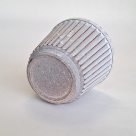 Bloempot Ribbel - Creme / Bruin - Ø 13 x H 11 cm