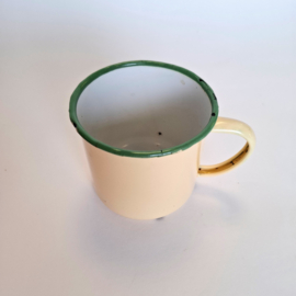 Emaille Beker met groene bies