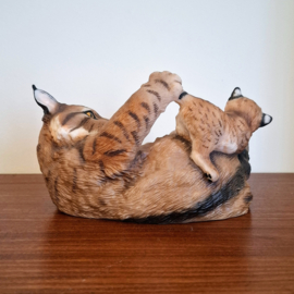Moederlynx met welp - Playful Morning - Nicholas Wilson - Beeldje
