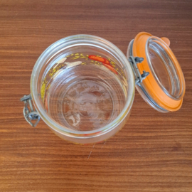 Glazen Voorraadpot met Groente- en Paddestoelenprint - Vintage