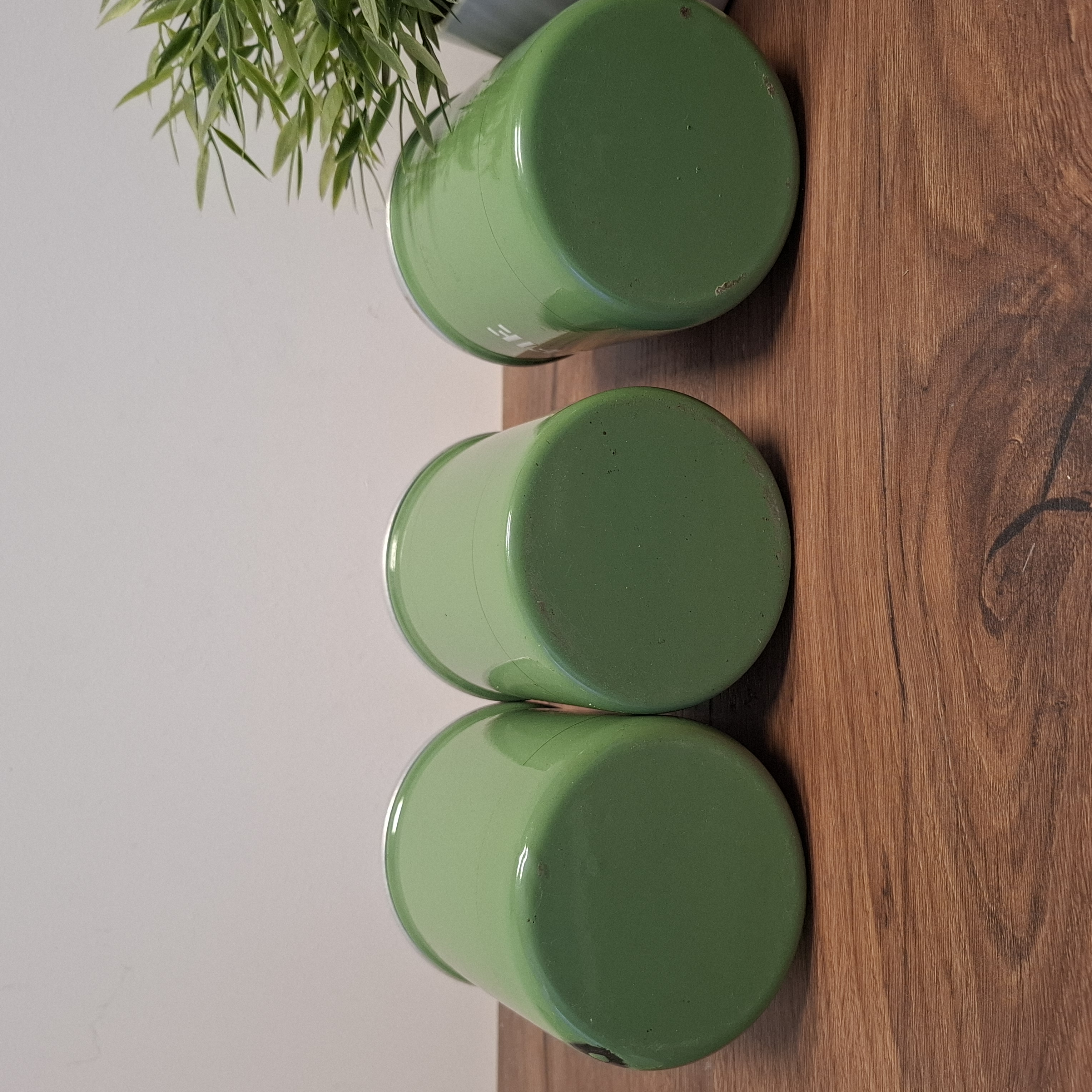Etsy * Vintage Groen Emaille Voorraadblikken - Koffie - Thee - Suiker - Keuken / Verzamelen