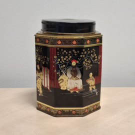 Vintage Theeblik - Oosters Blik - Zwart / Rood