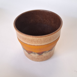 Retro Bloempot - Oranje / Beige / Bruin - Ø 19 x H 16,5 cm