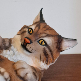 Moederlynx met welp - Playful Morning - Nicholas Wilson - Beeldje