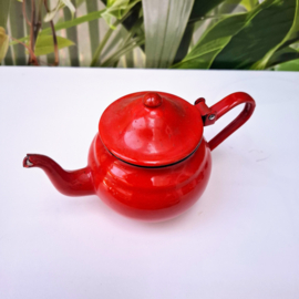 Vintage Rood Emaille Theepotje