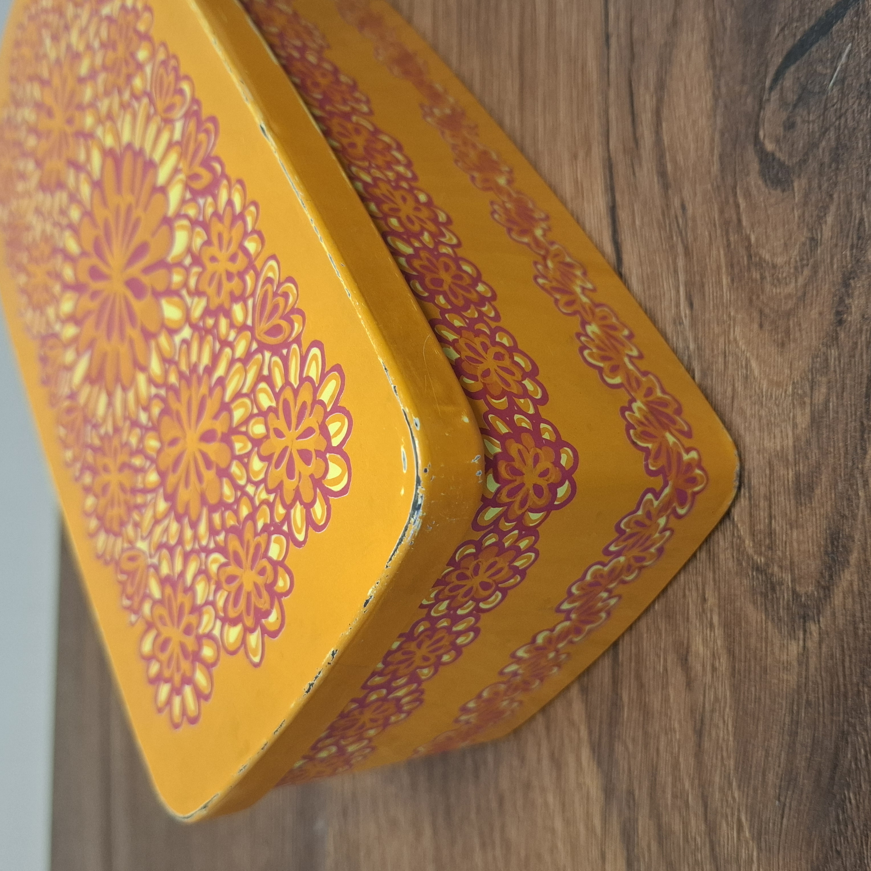 Etsy * Vintage Oranje Koekblik - Voorraadblik - IRA Denmark - Anita Wangel - Retro - Jaren 70 / Bloemen