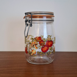 Glazen Voorraadpot met Groente- en Paddestoelenprint - Vintage