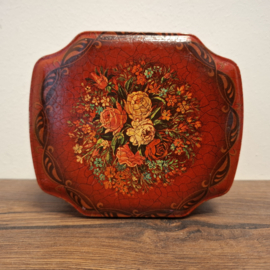 Bordeaux Rood Vintage Blik - Bloemen