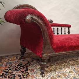 Antieke Chaise Lounge - Sofa - Rood Velours