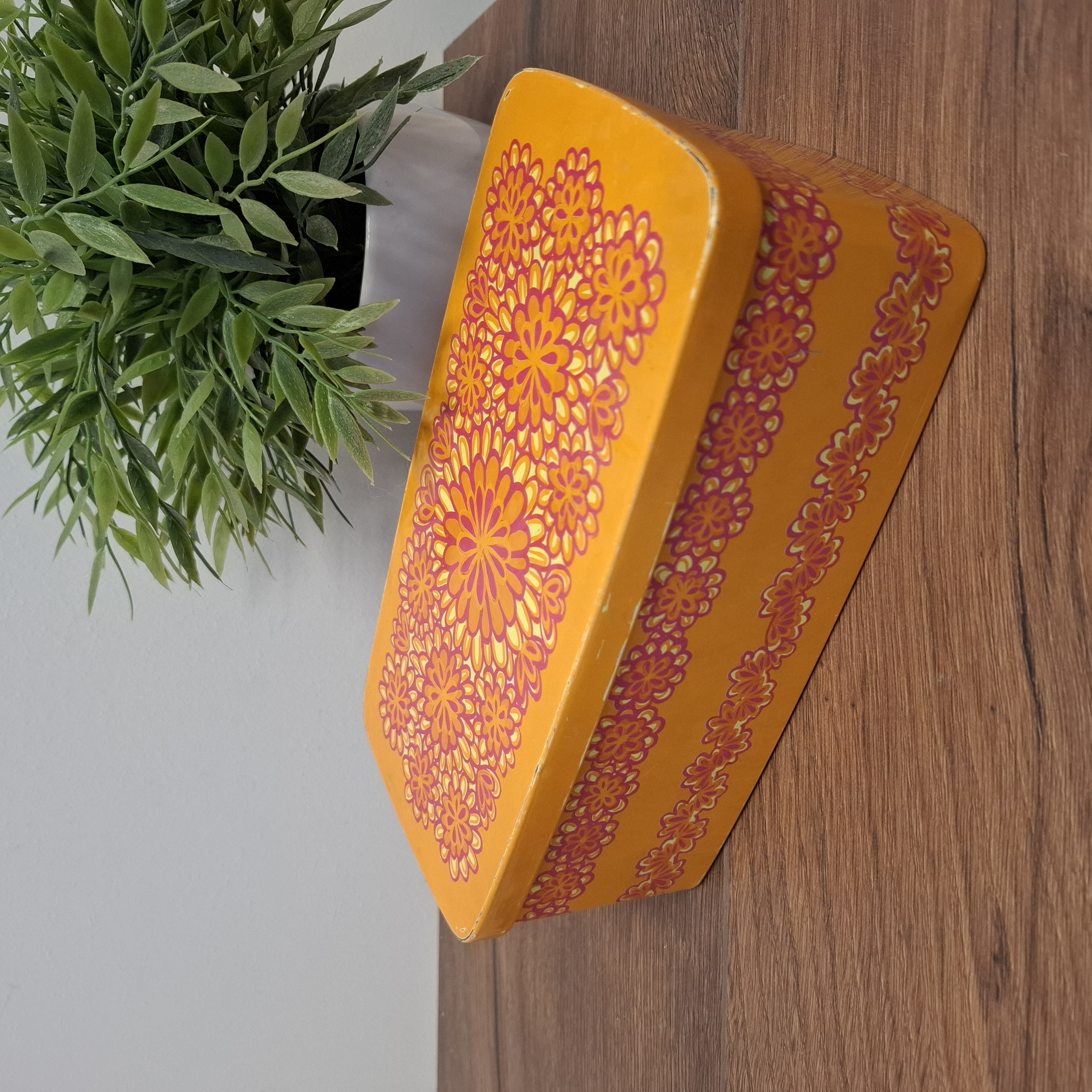 Etsy * Vintage Oranje Koekblik - Voorraadblik - IRA Denmark - Anita Wangel - Retro - Jaren 70 / Bloemen