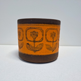 Retro Bloempot - Bruin / Oranje