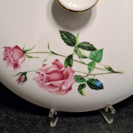 Vintage Dekschaal met Bloemen – Rozen - Bohemia Porselein Tsjecho-Slowakije
